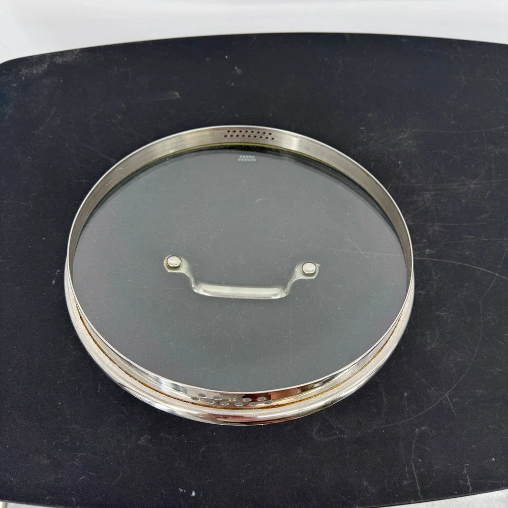 KitchenAid 9.5 Inch Tempered Glass Straining Lid with Stainless Steel Rim Handle